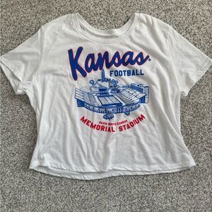 Kansas Football Memorial Stadium White Crop Top